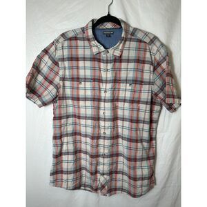 Toad & Co. Men's Short Sleeve Madras Plaid Button Down Top SZ L Organic Cotton